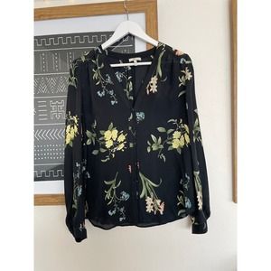 Joie Yvette Silk Floral Blouse Size L